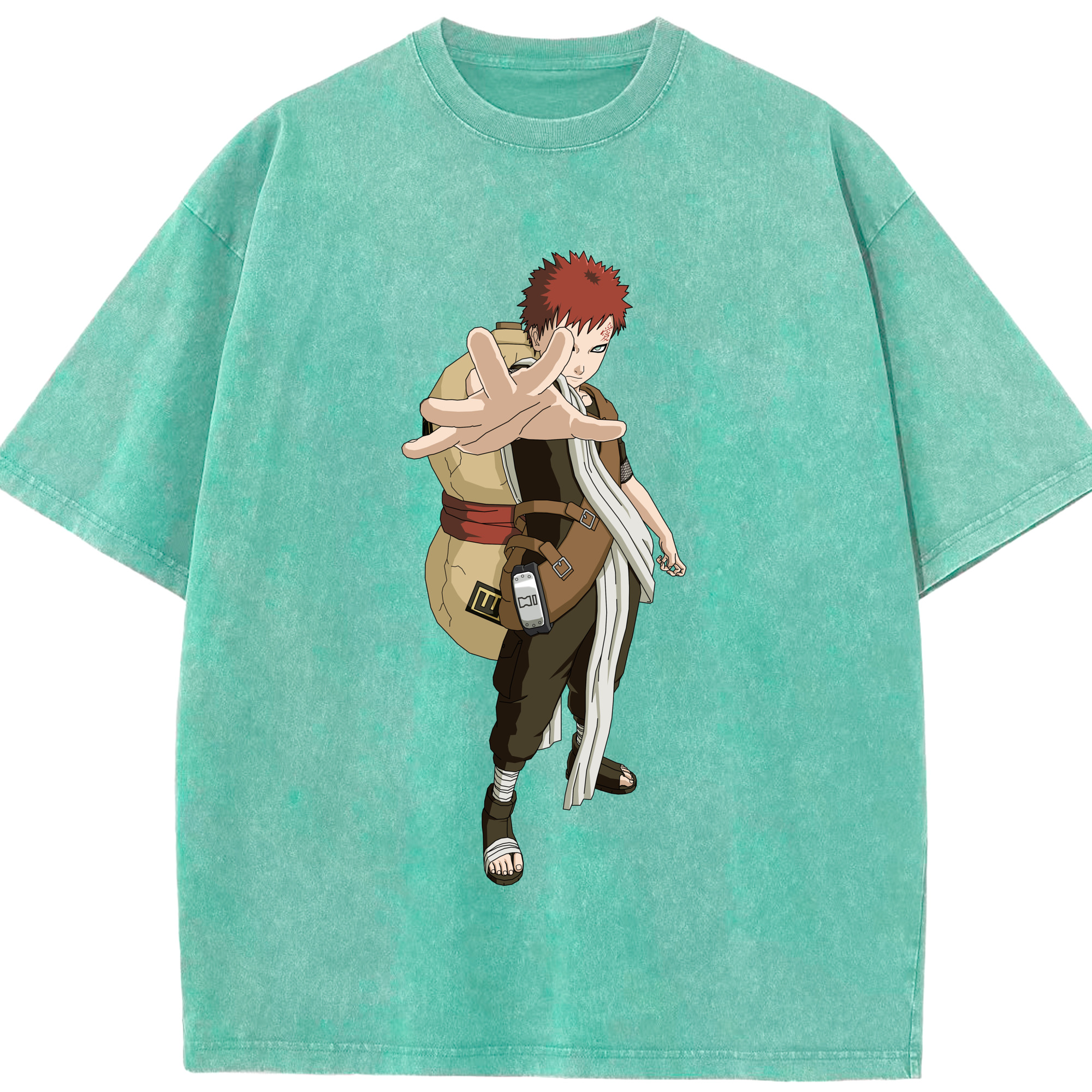 （画像用） NARUTO -ナルト- ガアラ Gaara 綿100% ヴィンテージ風 半袖Tシャツ（フロントプリント）